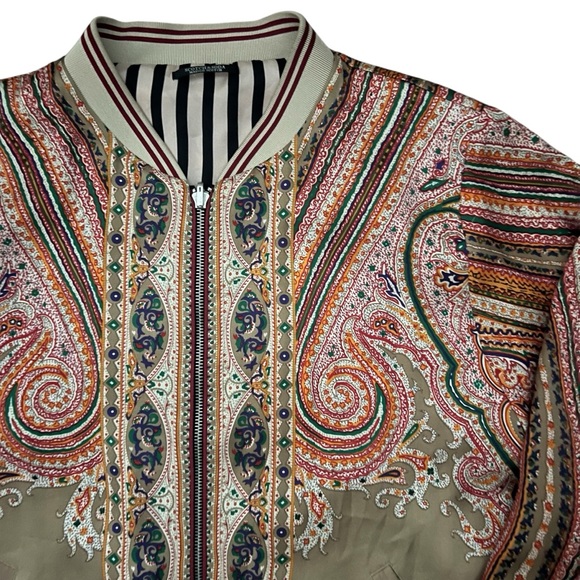 Scotch & Soda - Reversible Satin Bomber Jacket Paisley Stripe - Gold Medium - Picture 7 of 12